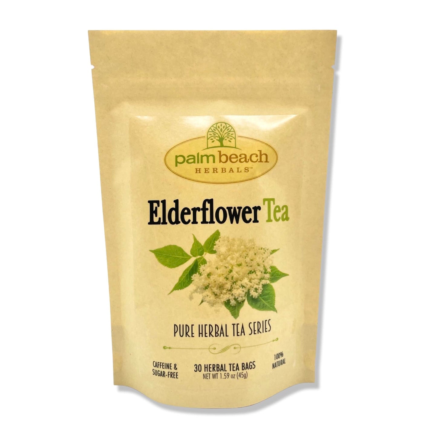 Palm Beach Medicinal Herbs - Elderflower Tea - Pure Herbal Tea Series, 30ct