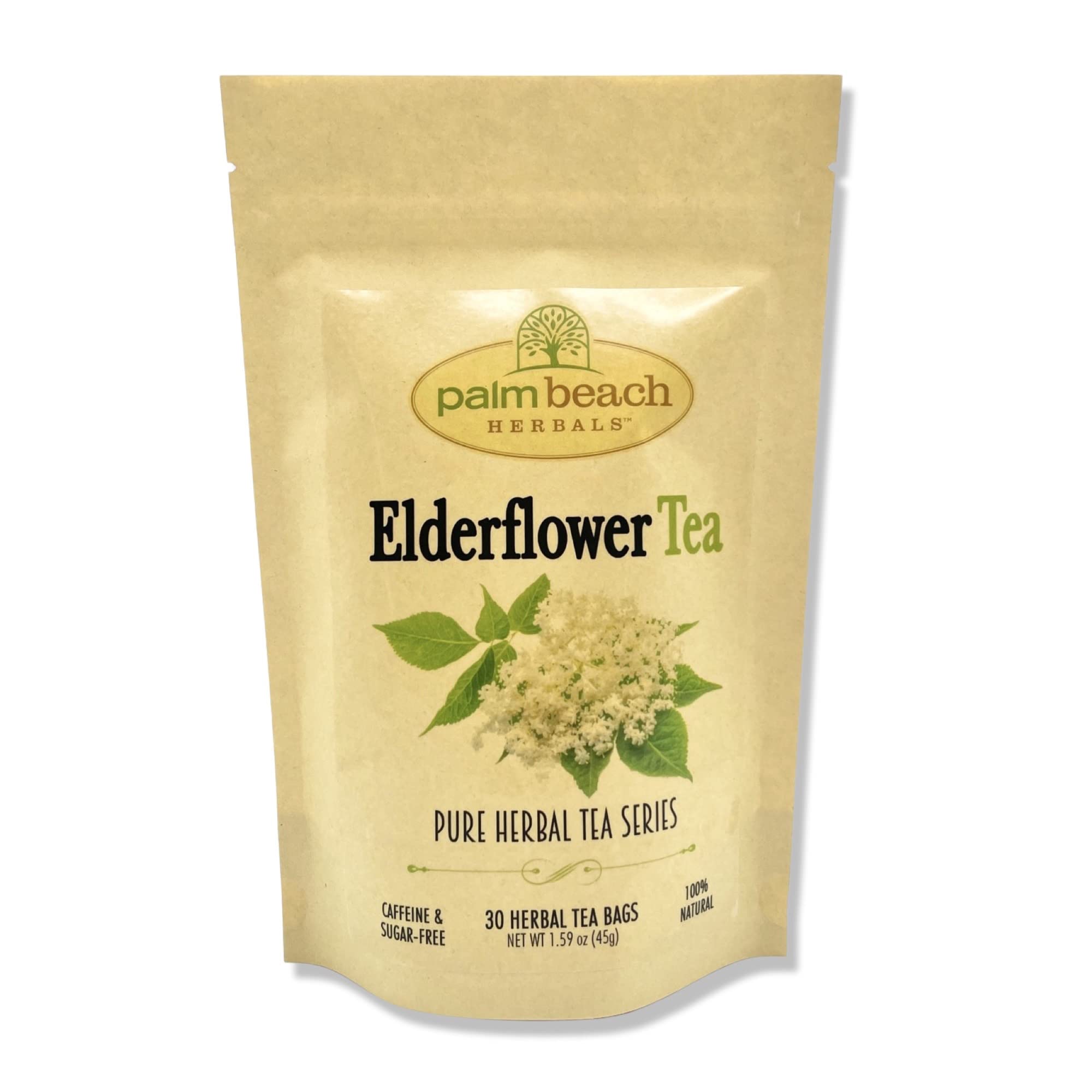 Palm Beach Medicinal Herbs - Elderflower Tea - Pure Herbal Tea Series, 30ct