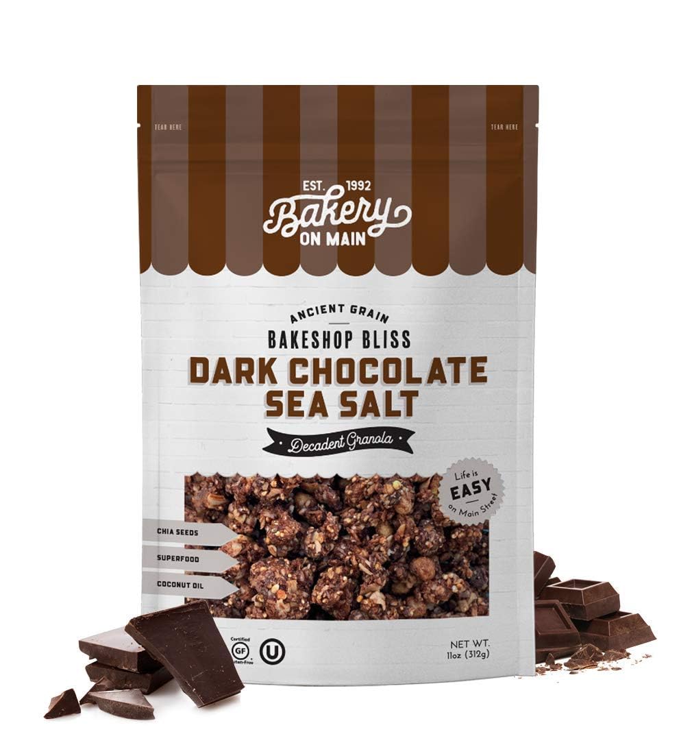 Bakery On Main Decadent Granola, Dark Chocolate Sea Salt - Whole Grain Bakeshop Bliss, Gluten-Free, Non-GMO, 11 Ounce (Pack of 6)