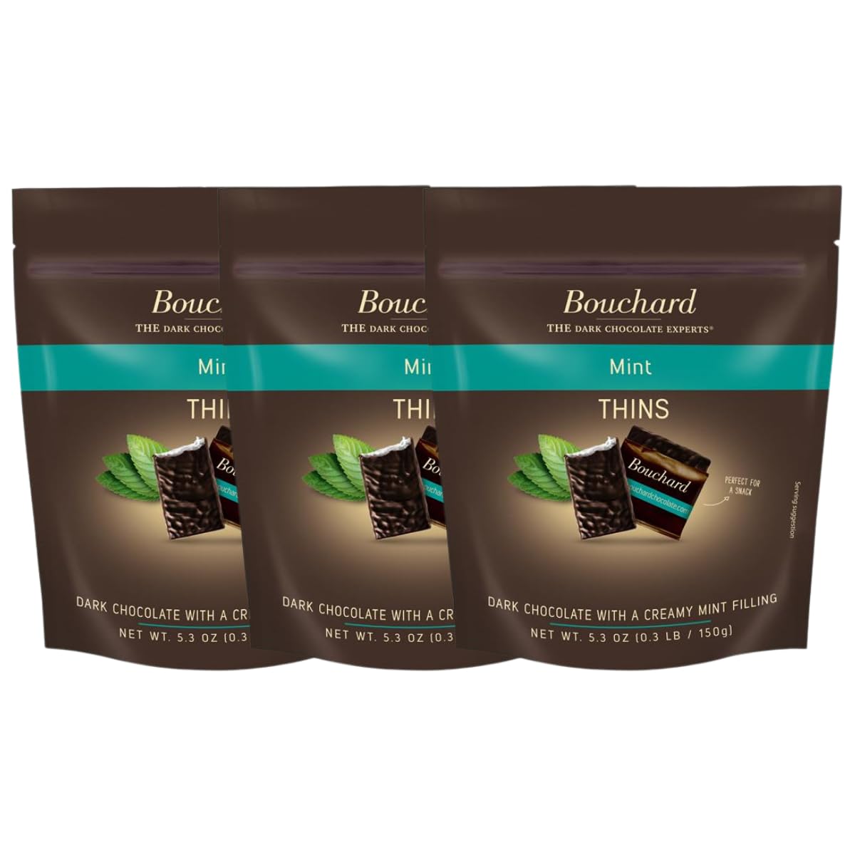 Bouchard Dark Chocolate Mint Thins (72% Cacao) 5.3 OZ (0.3 LB/150g)