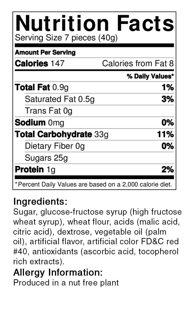 Only Kosher Candy Strawberry Flavored Sour Candy Belts, Kosher Certified Nut Free Candy and Kosher Parve (4oz), Pack of 6