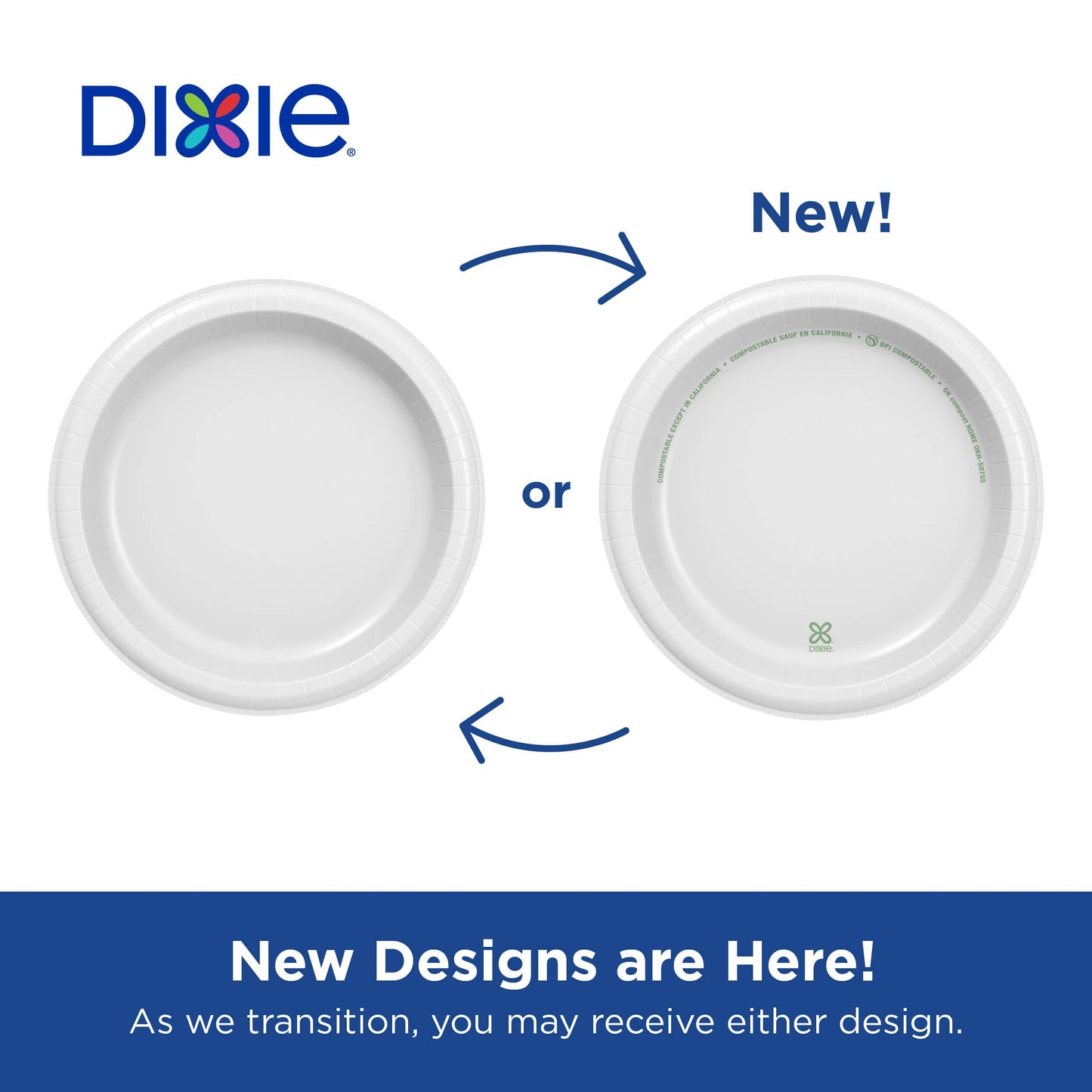 Dixie 8.5 Inch Medium-Weight Paper Plates By GP PRO, White, 1000 Count (125 Disposable Plates Per Pack, 8 Packs Per Case), UX9W