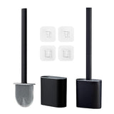 Pesilo Toilet Brush and Holder Set, Wall Mounted Toilet Bowl Brush Head with Silicone Bristles, 2 Pack Black Compact Size for Storage and Organization