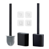 Pesilo Toilet Brush and Holder Set, Wall Mounted Toilet Bowl Brush Head with Silicone Bristles, 2 Pack Black Compact Size for Storage and Organization