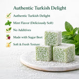 Turkish Delight Mint Flavor 450g (~1lb) - Traditional Lokum Candy with Refreshing Mint Taste - Soft Chewy Gourmet Dessert - No Additives - Made