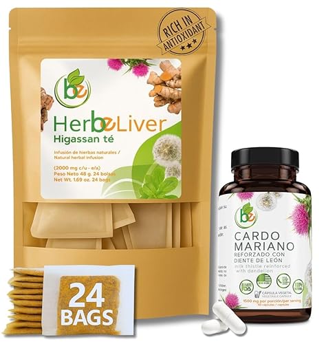 Liver Support Combo - Milk Thistle Capsules + Herbal Detox Tea (Cardo Mariano, Turmeric, Dandelion, Boldo & Cuachalalate) - Natural Liver