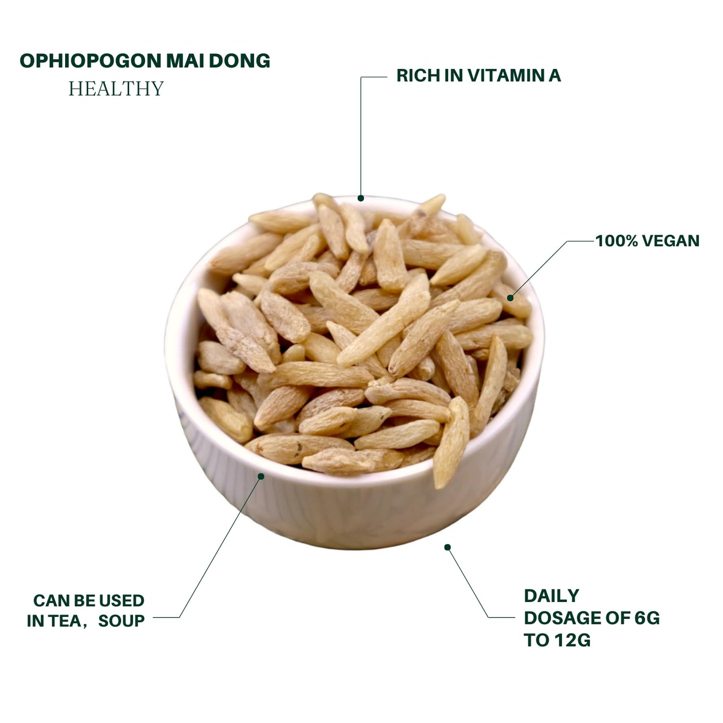Royal Seafood USA Premium selected Ophiopogon Mai Dong 225g Herbal tea Moisturize the lungs ??? ????? ???? ???225g