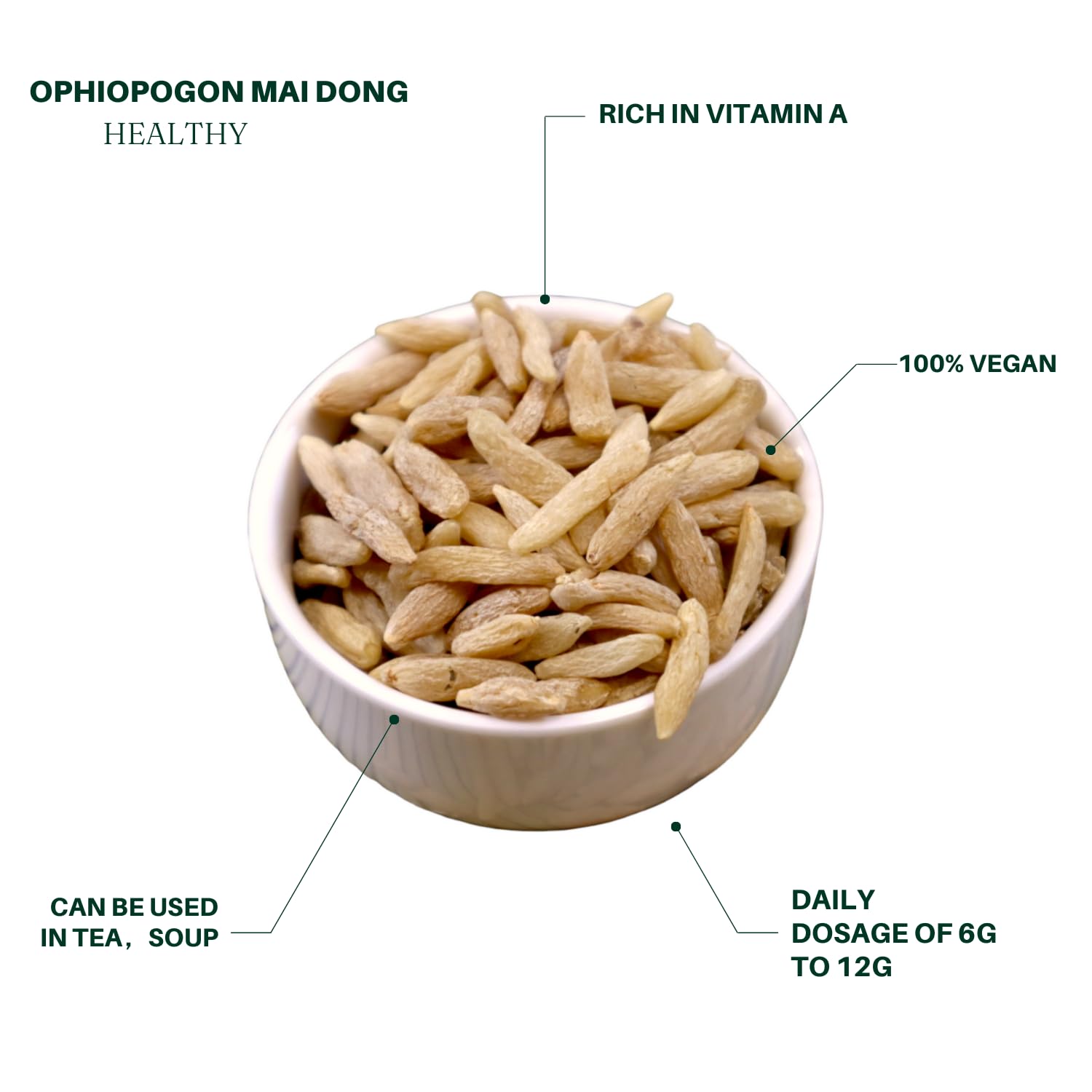 Royal Seafood USA Premium selected Ophiopogon Mai Dong 225g Herbal tea Moisturize the lungs ??? ????? ???? ???225g