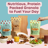 Tempo Granola Cranberry Pecan Almond Loose Granola - 3 Pack of 11 oz Bags - Nutrient-Rich, Gluten Free, Vegan, Oats, High Protein, Low Sugar, Vegan