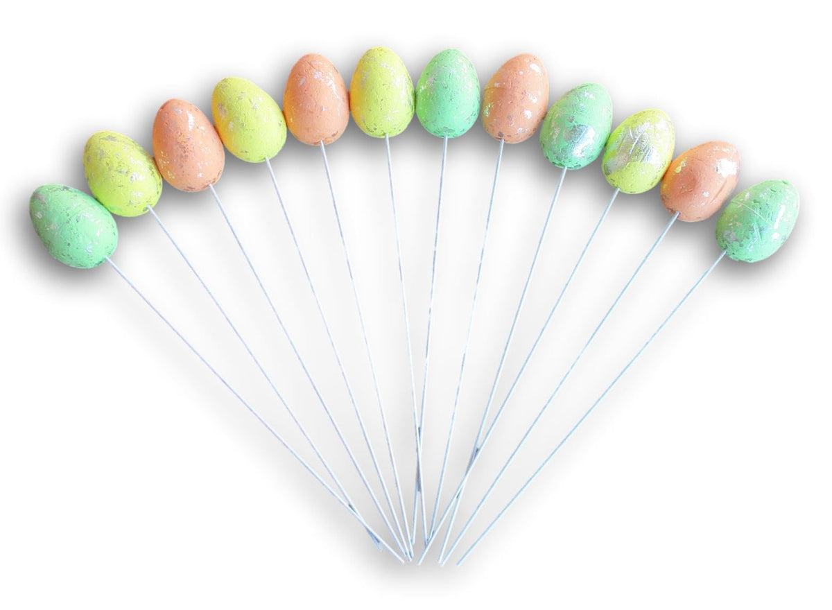 Easter Egg Picks - 12 Count - 10 Inches Tall - Colors Vary, Pastel, 79667