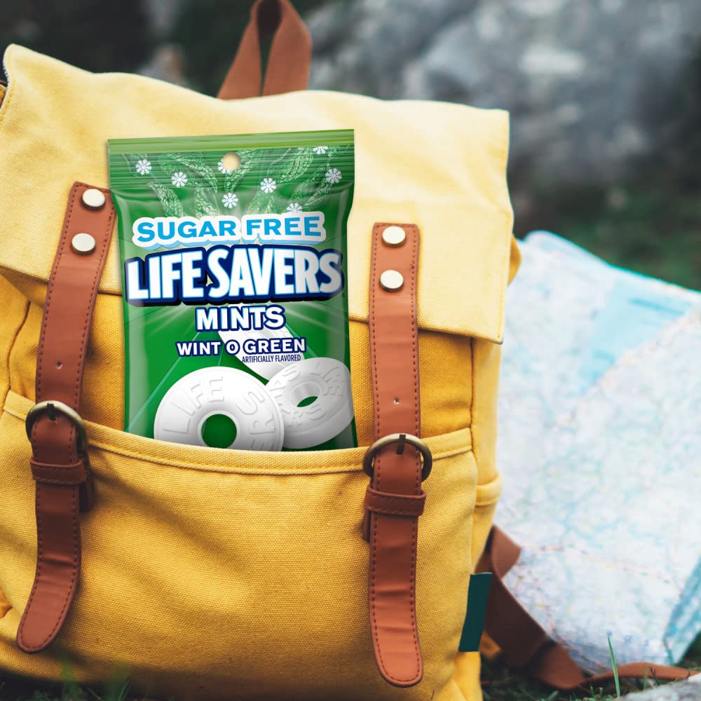 LIFE SAVERS Wint-O-Green Sugar Free Green Bag Individually Wrapped Breath Mints Hard Candy, 2.75 oz Bag