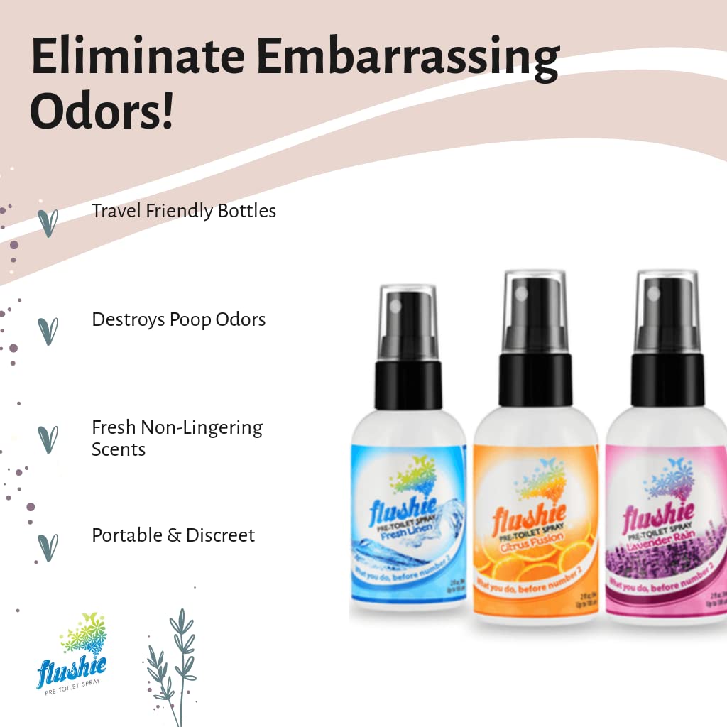 Flushie Pre-Toilet Sprays for Poop Travel Size Toiletries Bathroom Spray for Poop Spray for Toilet Deodorizer Traveling Essentials Poop deodorizer