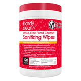 HandyClean Rinse-Free Food Contact Sanitizing Wipes Canister, Multi Surface Cleaning Supplies for Kitchen and Professional Setting One Canister (120