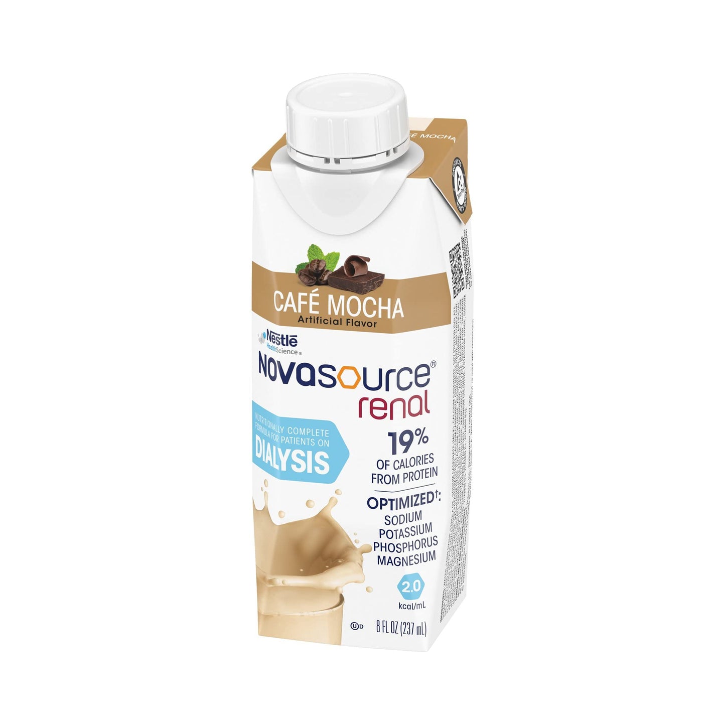 Nestle Novasource Renal Nutritionally Complete Formula Café Mocha Flavor 8 oz Carton 24 Ct