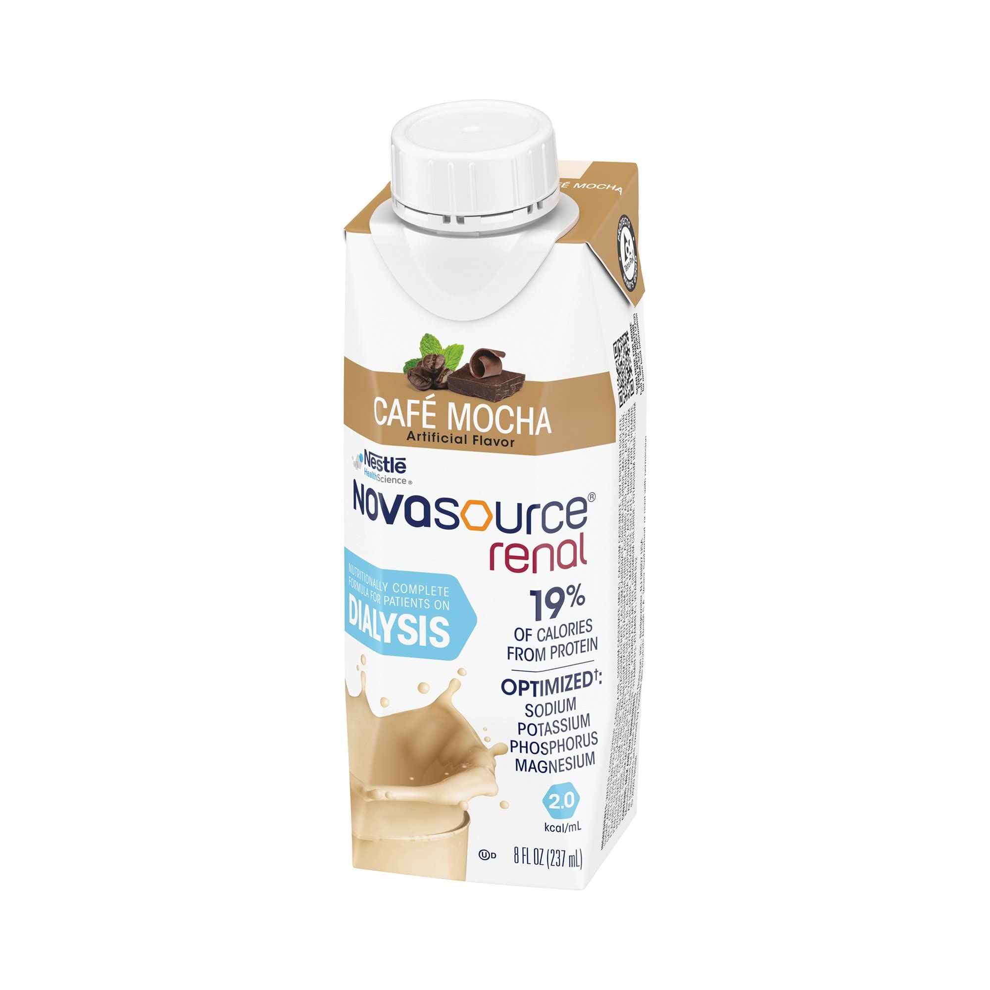 Nestle Novasource Renal Nutritionally Complete Formula Café Mocha Flavor 8 oz Carton 24 Ct