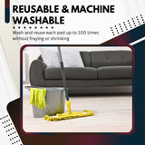 Washable Microfiber Mop Head (6 Pack) - Microfiber Replacement Mop Pads 16 x 5.5 Inches for Cleaning of Wet or Dry Floors - Professional Home/Office