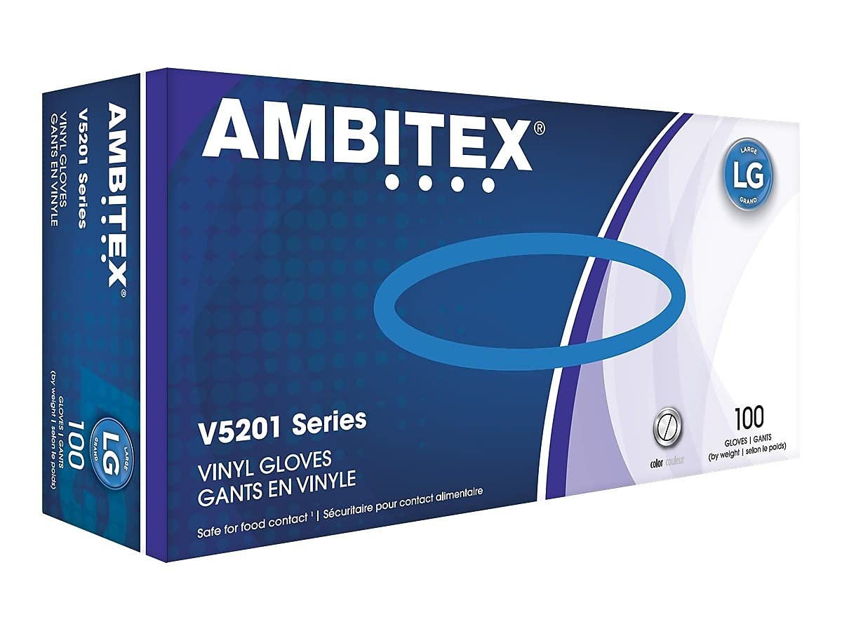 Ambitex X-Large Vinyl Gloves V5201 Series 100 Count