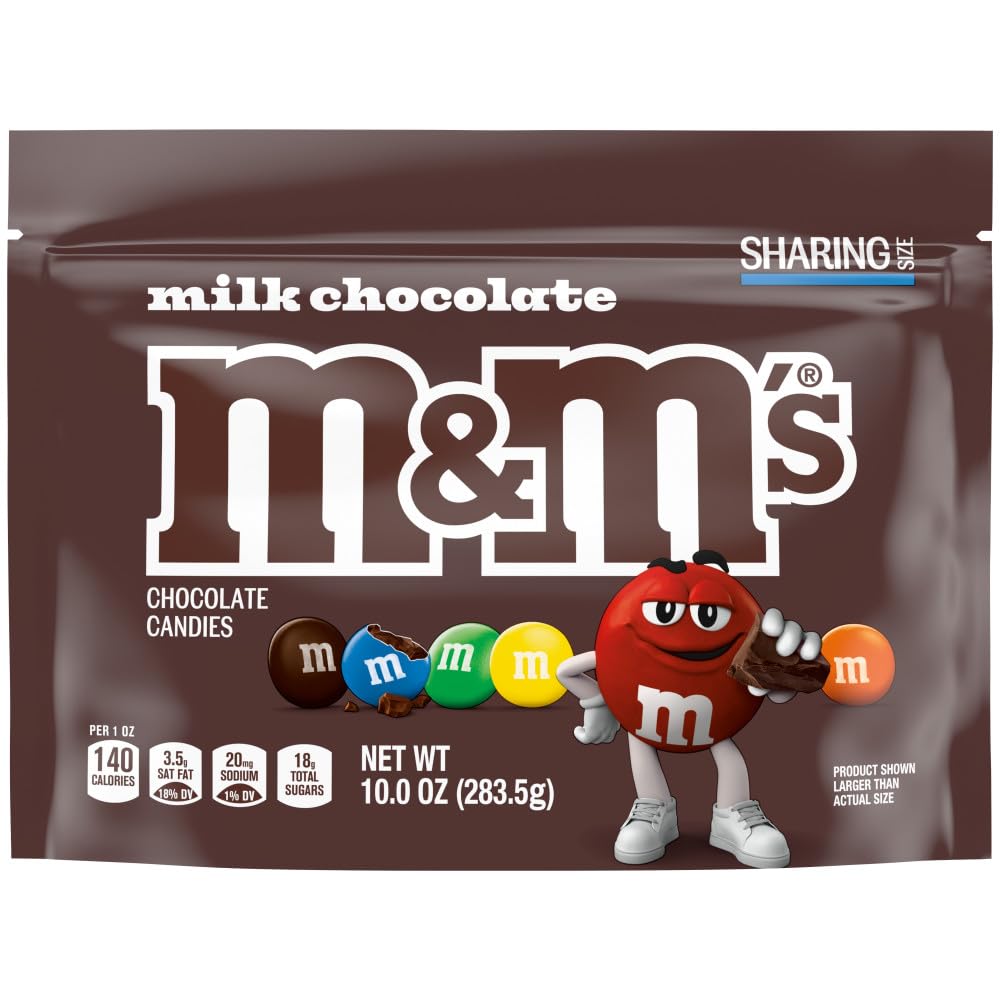 M&M'S Milk Chocolate Summer Candy Colorful Summer Snacks, Family Size, 18 Oz Resealable Bag