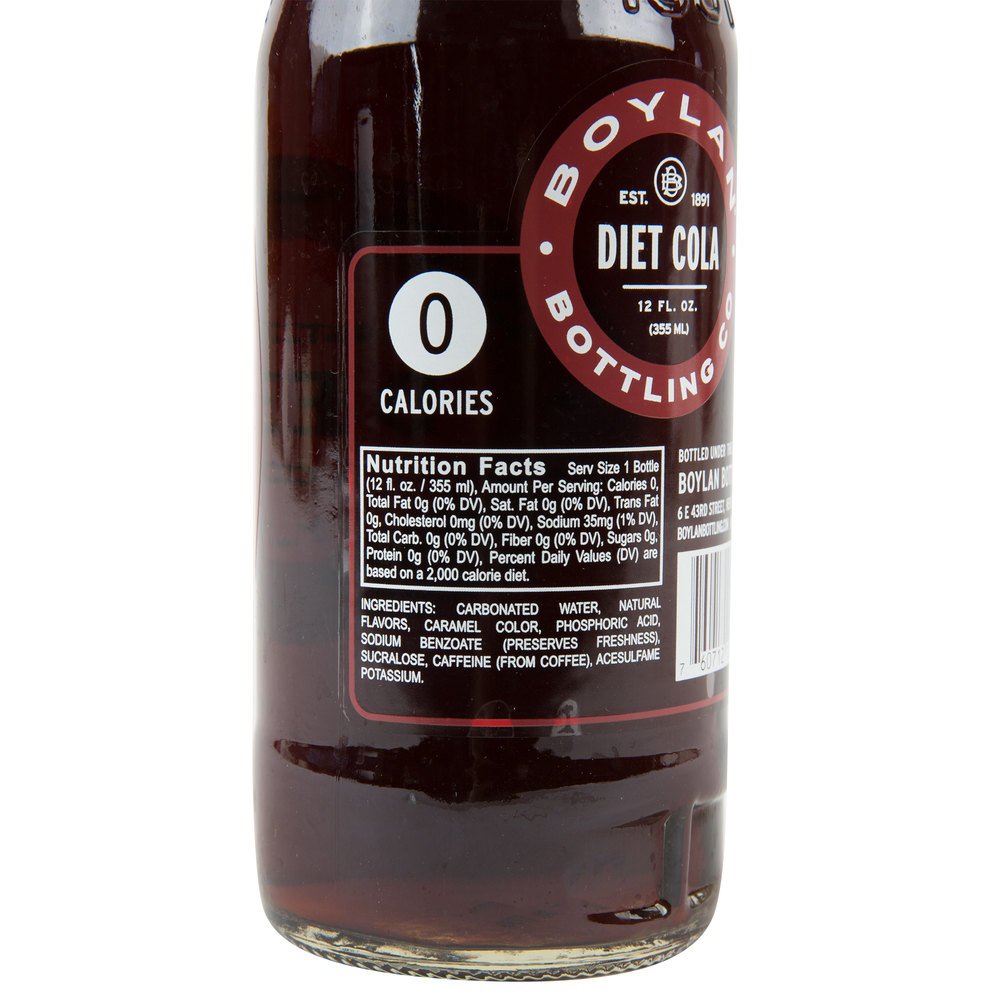 Boylan Diet Soda, Cane Cola, 12 fl oz, 12 Count