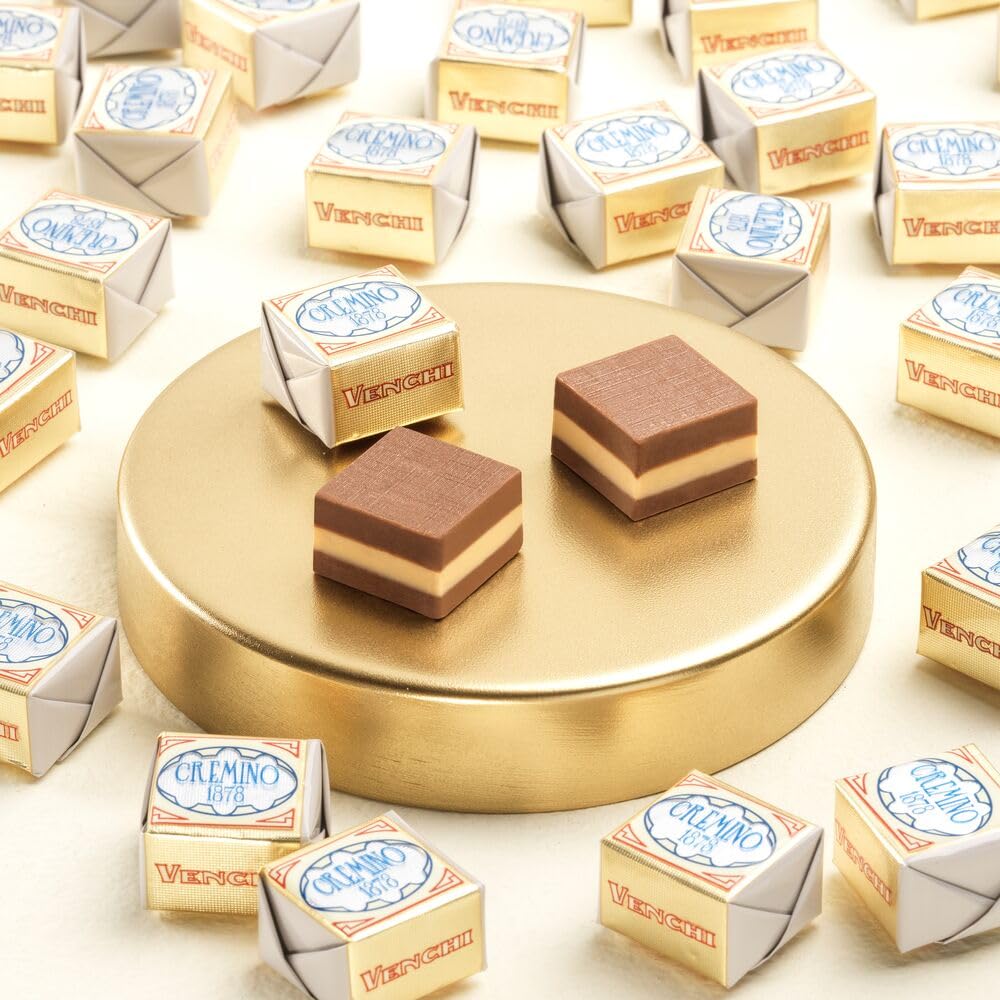 Venchi Cremino Classic 1878 Chocolate 24-Piece Elegant Gift Box - Smooth White Chocolate with Cream Almond Paste between layers of Milk Gianduja