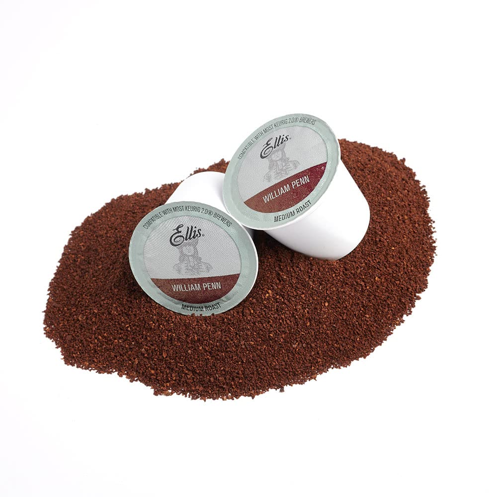 Ellis Coffee - William Penn - Medium Roast - Single Serve Coffee Pods - For Use in Most K-cups and Keurig 2.0 Brewers - 24 Coffee Pods