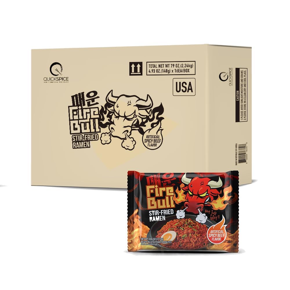 [Fire Bull Ramen] Intense Spicy Stir-Fried Ramen | Original Flavor | Authentic Korean Heat Meets Flavorful Delight | Thick, Chewy Noodles | Quick