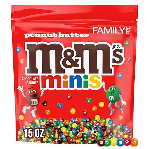 M&M'S MINIS Peanut Butter Milk Chocolate Summer Candy Bulk Summer Snacks, Family Size, 8.6 Oz Resealable Bag
