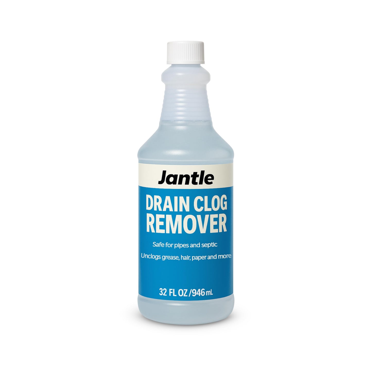 Drain Clog Remover - 12 Pack, 32 oz Bottles Powerful Drain Cleaner Liquid for Shower, Sink, and Toilet - Dissolves Hair, Grease, Paper, Fat, Oil