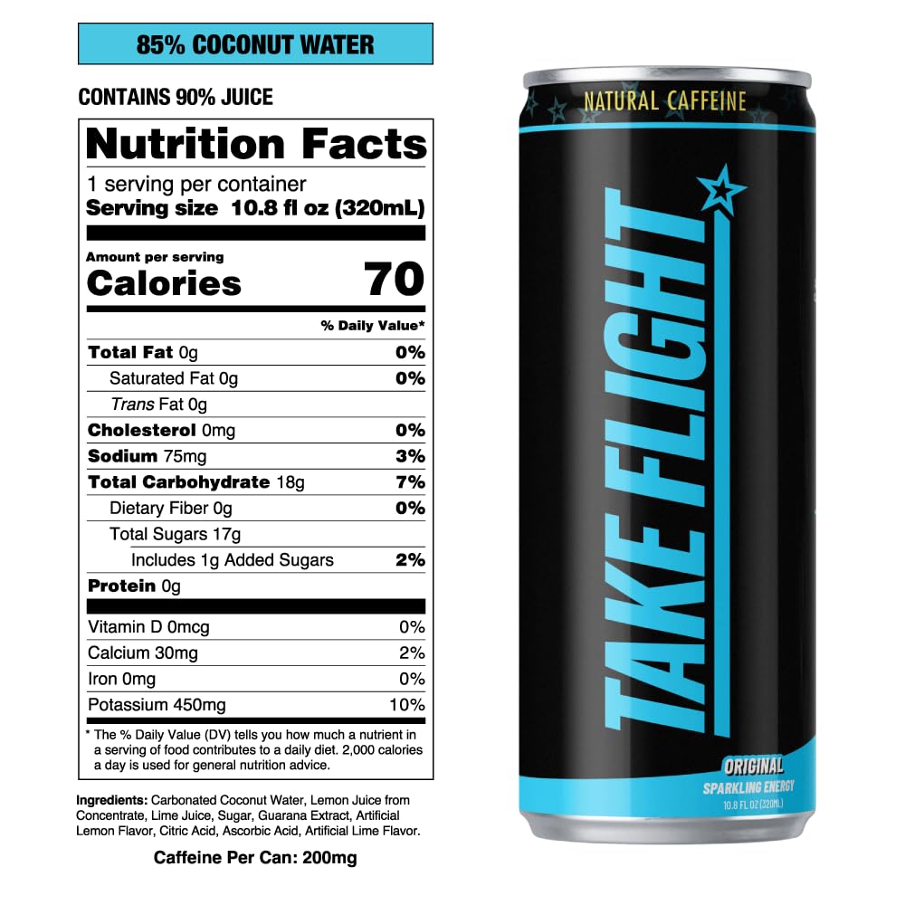 TAKE FLIGHT ENERGY, Natural Juices, Guarana, Focus & Hydration (ASSORTED CASE, 4 Pack)