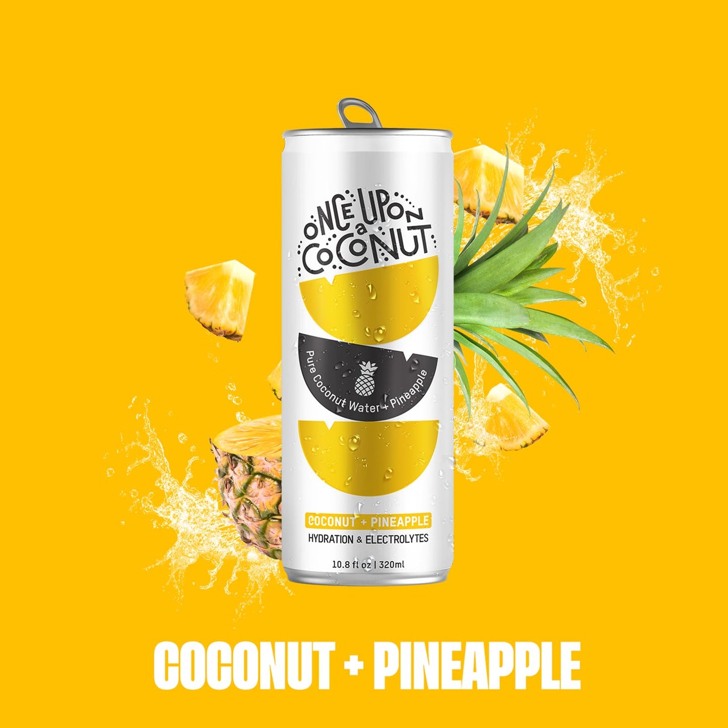 Once Upon a Coconut Premium Pineapple Coconut Water - Low Calorie All-Natural Drink with Electrolytes - Non-GMO - Gluten-Free - 10.8 Fl Oz (Pack