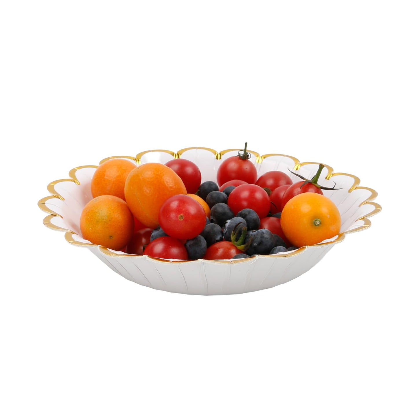 Geeklife Gold White Disposable Paper Bowls with Foil Scalloped Border,20oz Party Serving Bowls for Daily Meal Soup Morning Cereal For Wedding,Birthday