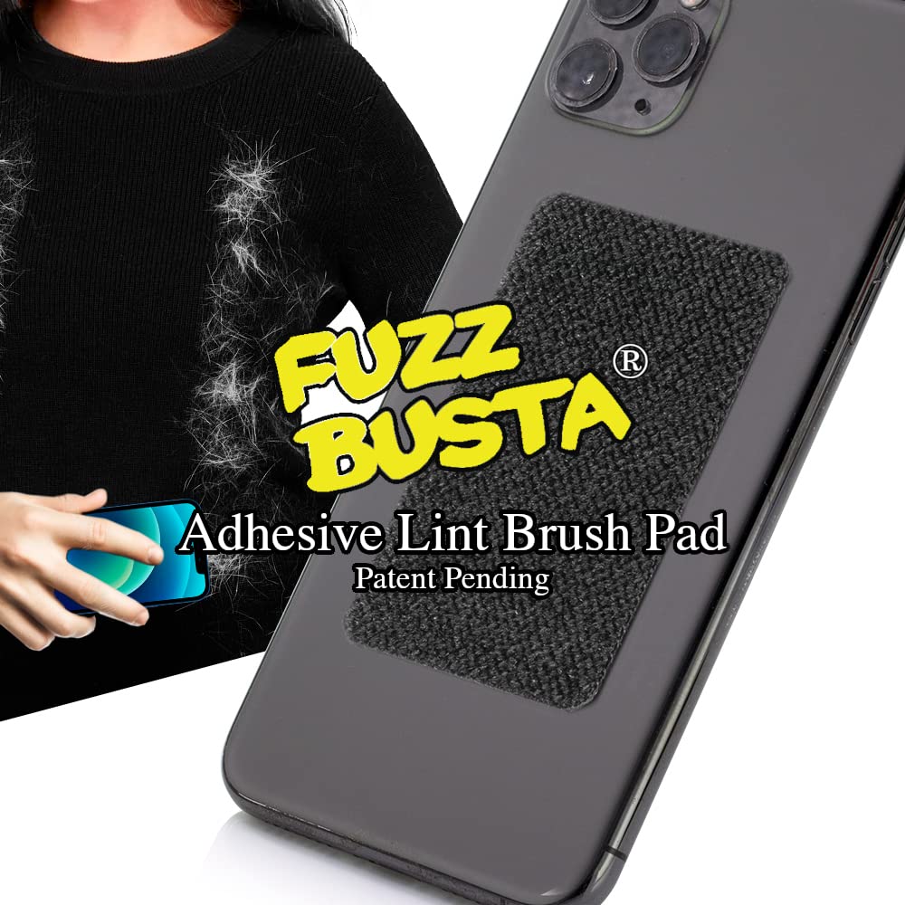 Fuzz Busta® Adhesive Lint Remover Brush Roller Pad - 3 Pack (Black/Large (5cm x 8cm))