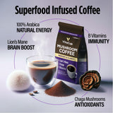VitaCup Mushroom Coffee Grounds, with Lions Mane, Chaga, B Vitamins, D3, Boost Focus, Immunity, Memory & Clarity, Medium Dark Roast, 100% Arabica