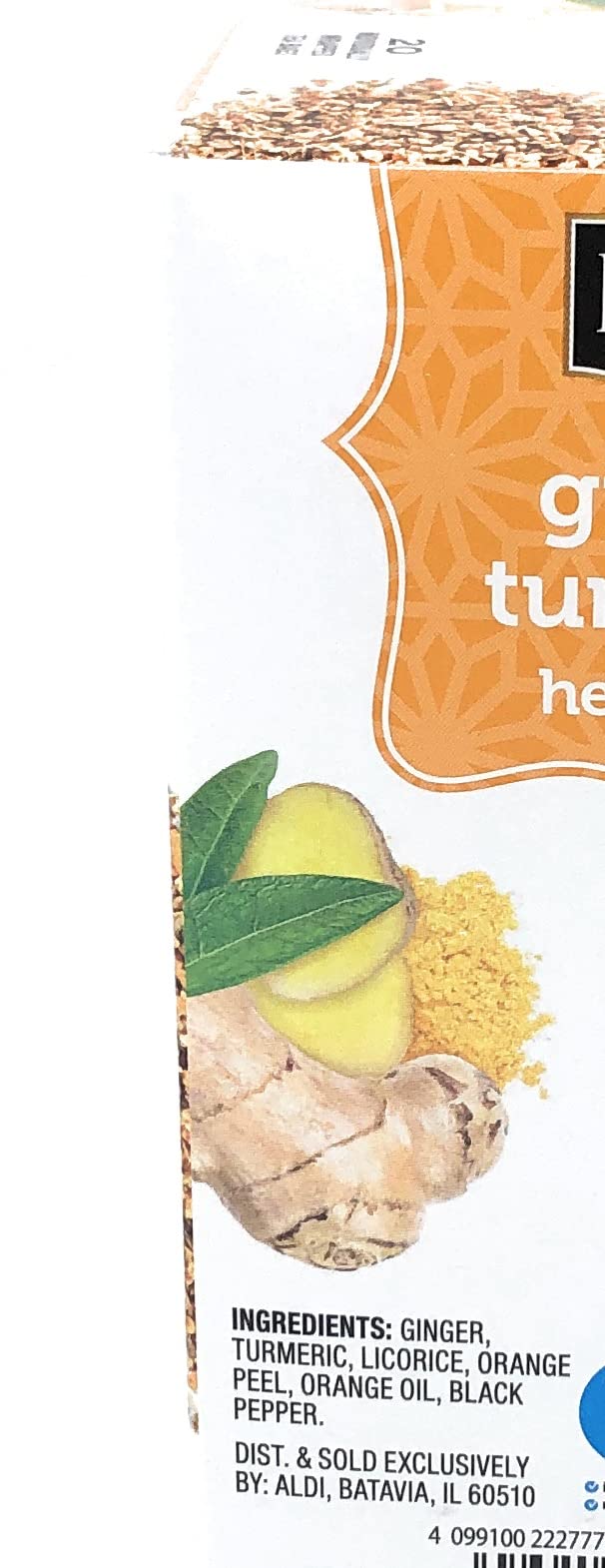 Ginger and Turmeric Herbal Tea Bags, 3 Pack, Total 60 Individually wrapped