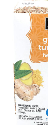 Ginger and Turmeric Herbal Tea Bags, 3 Pack, Total 60 Individually wrapped