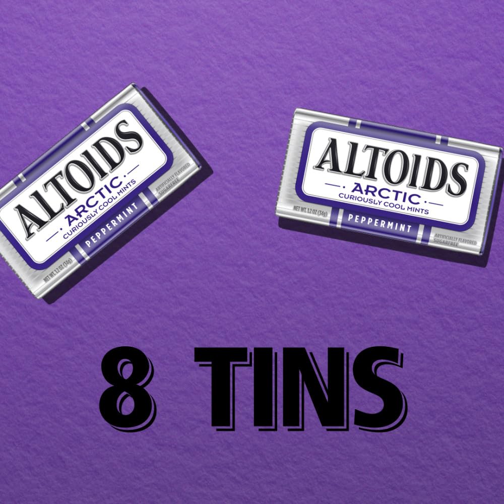 ALTOIDS Arctic Peppermint Breath Mints Hard Candy Bulk, 1.2 oz Tin (Pack of 8)