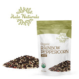 Halo Naturals Organic Rainbow Peppercorn Blend, 1 Pound USDA Certified | Resealable Pouch| Packaged in The USA