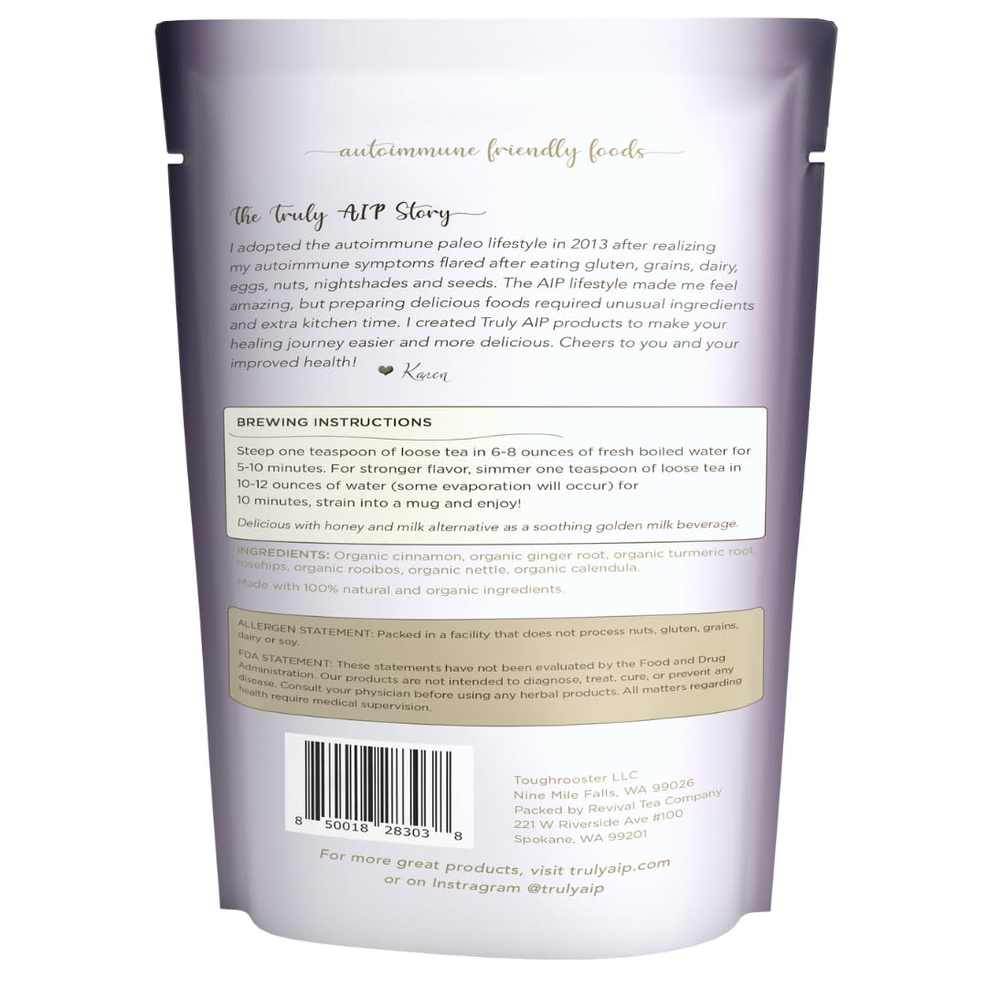Truly AIP Ginger Turmeric Herbal Tea - AIP Compliant & Caffeine Free - Whole 30, Paleo Friendly - Sugar Free, Seed Free - Completely Natural