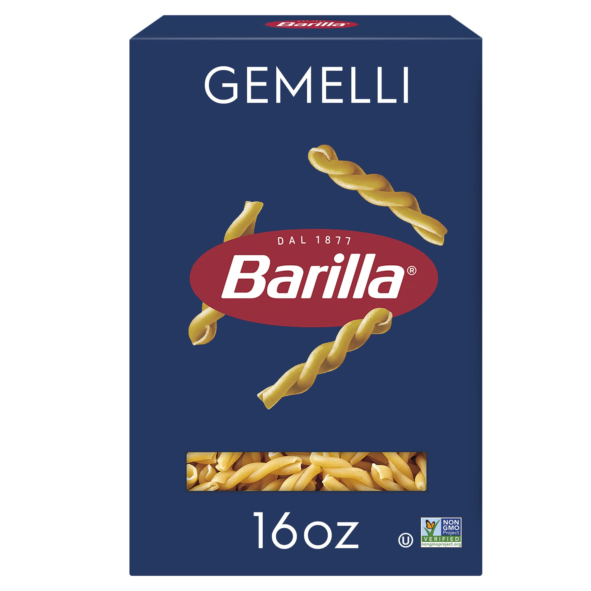 Barilla Gemelli Pasta, 16 oz. Box - Non-GMO, Made with Durum Wheat Semolina - Kosher Certified