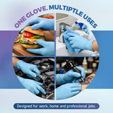 PureLife Medical Gloves Disposable Latex free - Blue Nitrile Gloves, Powder-free and Non Sterile- Food safe, and Cleaning (Medium) (100 Pack)