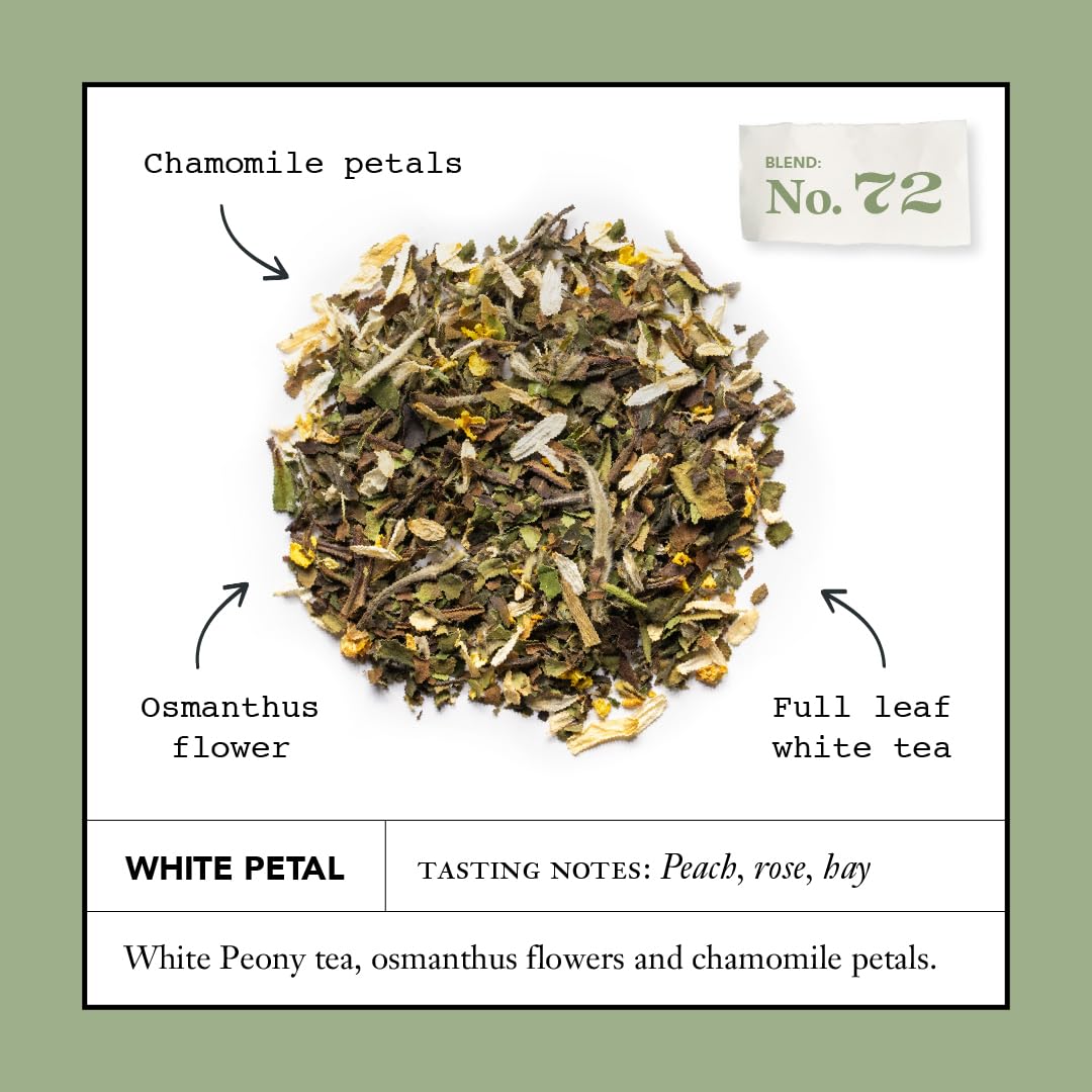 Smith Teamaker White Petal No. 72, Caffeinated, Sugar-Free, Sustainably Grown, Full Leaf White Tea Bags, 15 Sachets, 1.06oz Each
