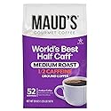 Maud's Half Caff Medium Roast Ground Coffee, 1 Bag, (20oz), 100% Arabica Coffee, 52 Servings
