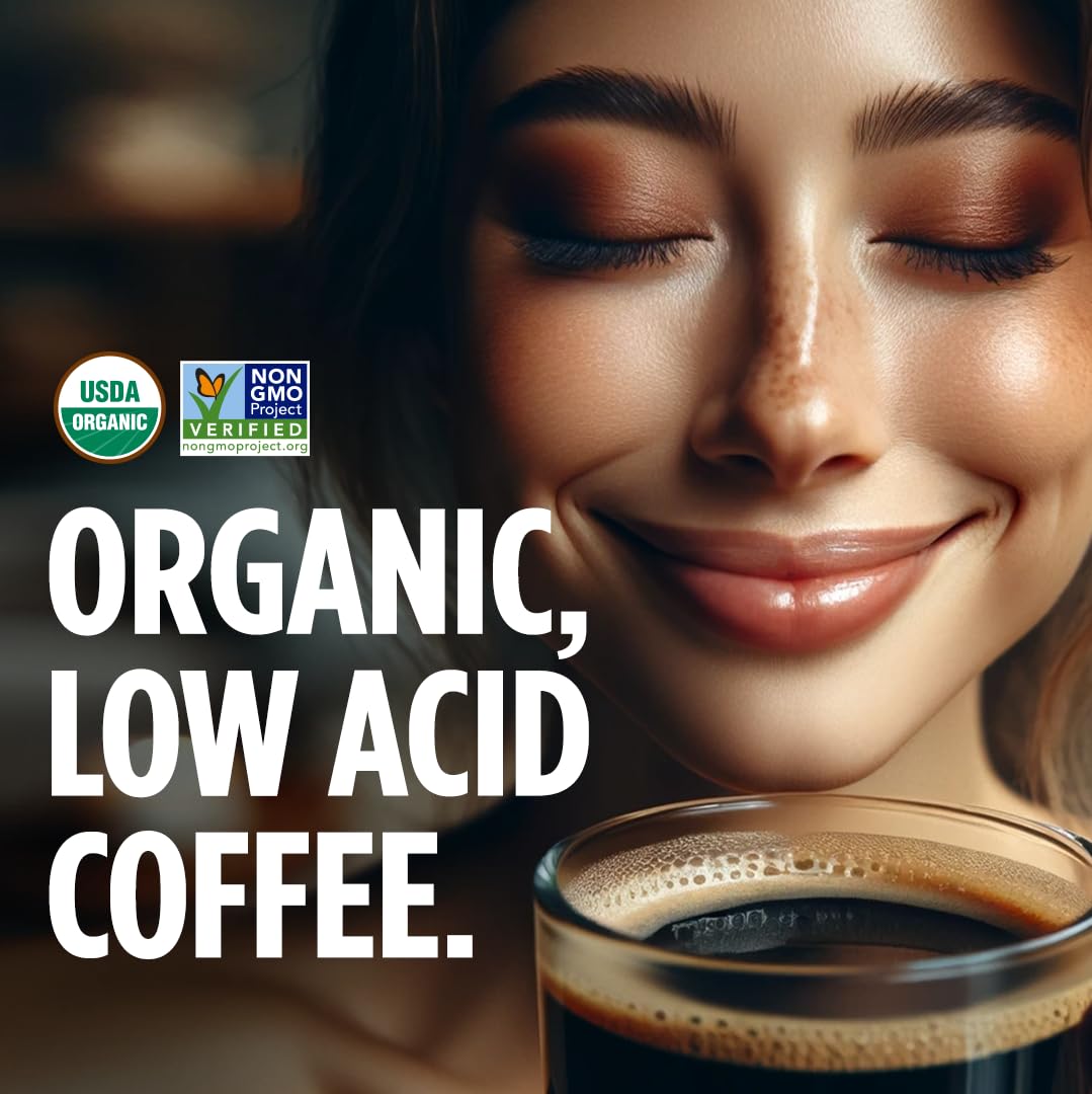 VitaCup Perfect Low Acid Instant Coffee Packets, Dark Roast Coffee, USDA Organic & Fair Trade, Third Party Tested for Mycotoxins & Pesticides, Single