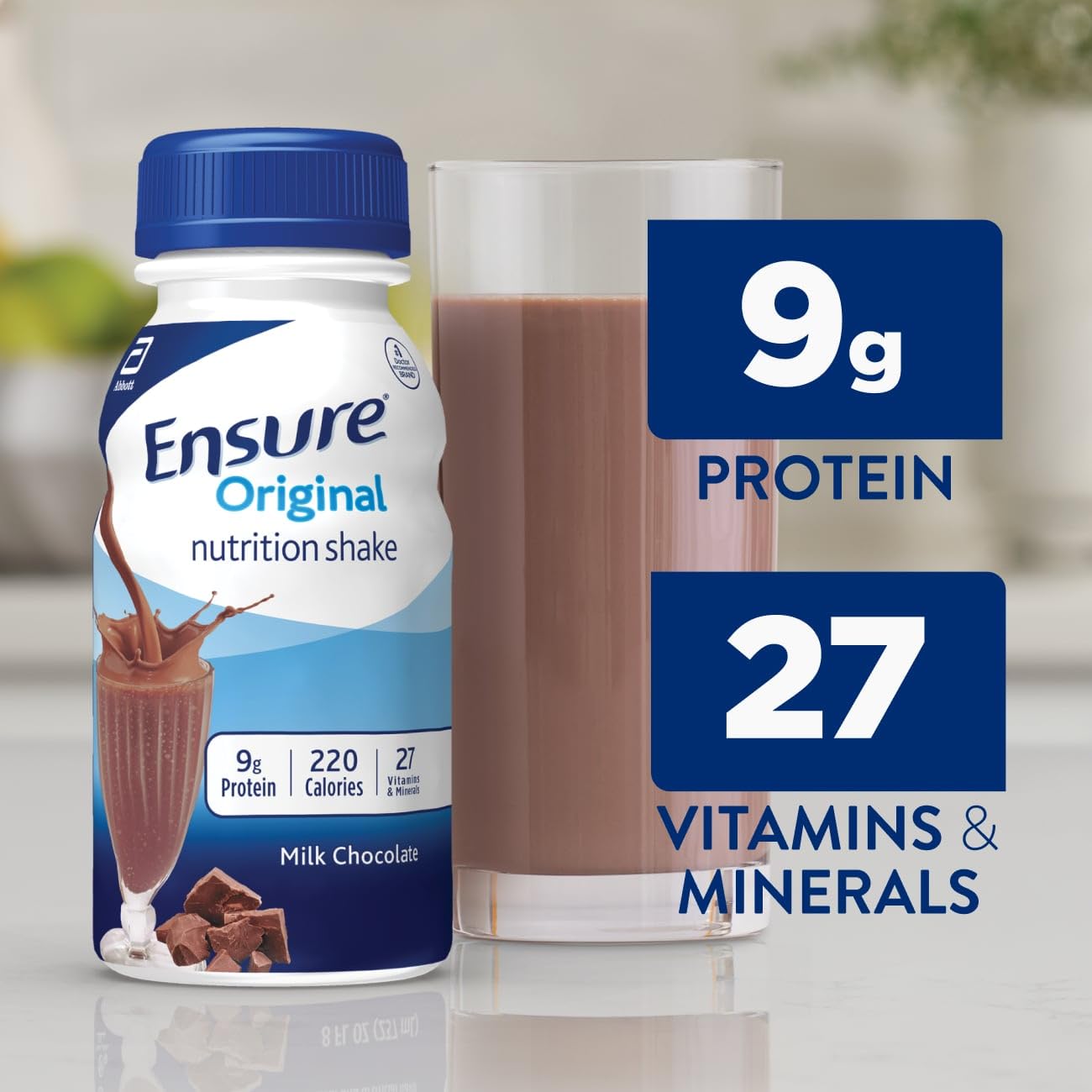 Ensure Original Milk Chocolate Nutrition Shake | Small Meal Replacement Shake | Ready To Drink | 9g Protein, 27 Vitamins and Minerals | 8 fl oz - 6