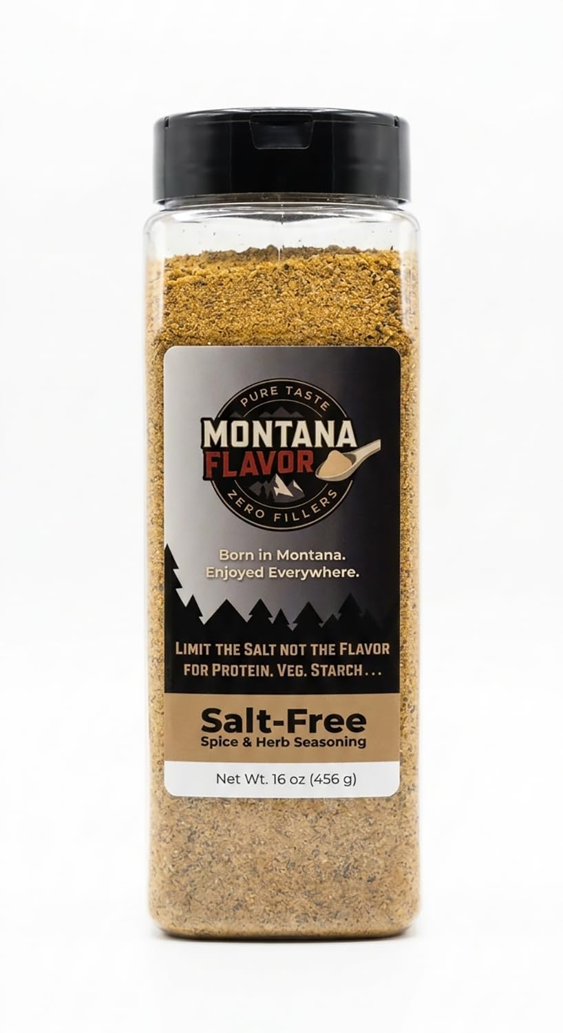Montana Flavor Salt-Free Spice & Herb Seasoning - Sugar Free, No Sodium Salt Substitute for Meal Prep & Roasting - Keto Friendly - Bulk (16oz)