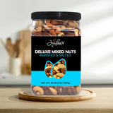 Mixed Nuts Deluxe - Roasted & Salted | 32 oz Reusable Container | Healthy Gourmet Variety Snack Mix with Cashews, Almonds, Brazil Nuts, Pecans