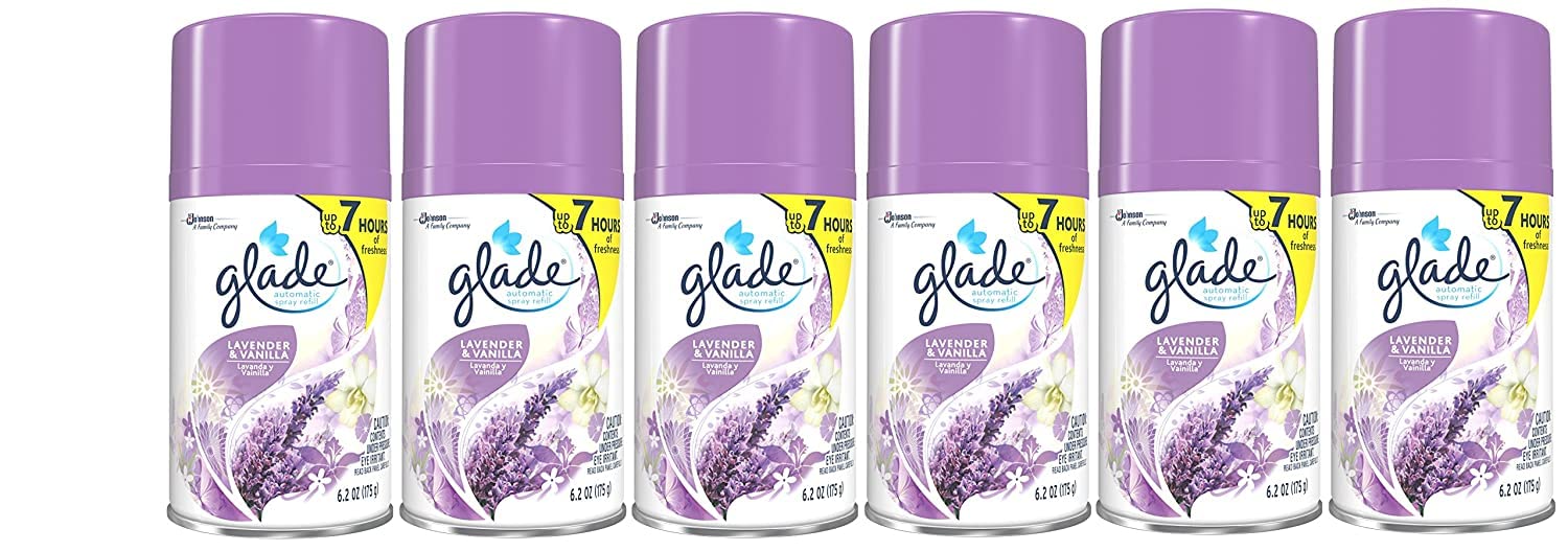 Glade Automatic Spray Refill, Lavender & Vanilla, 6.2 oz, (Pack of 6)