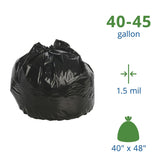 Stout by Envision 40-48 Gallon Heavy Duty Total Recycled Content (TRC) Trash Bags, XX-Heavy 1.5 Mil Plastic, 30% PCM, 100 Bags, 40"x48" (T4048B15)