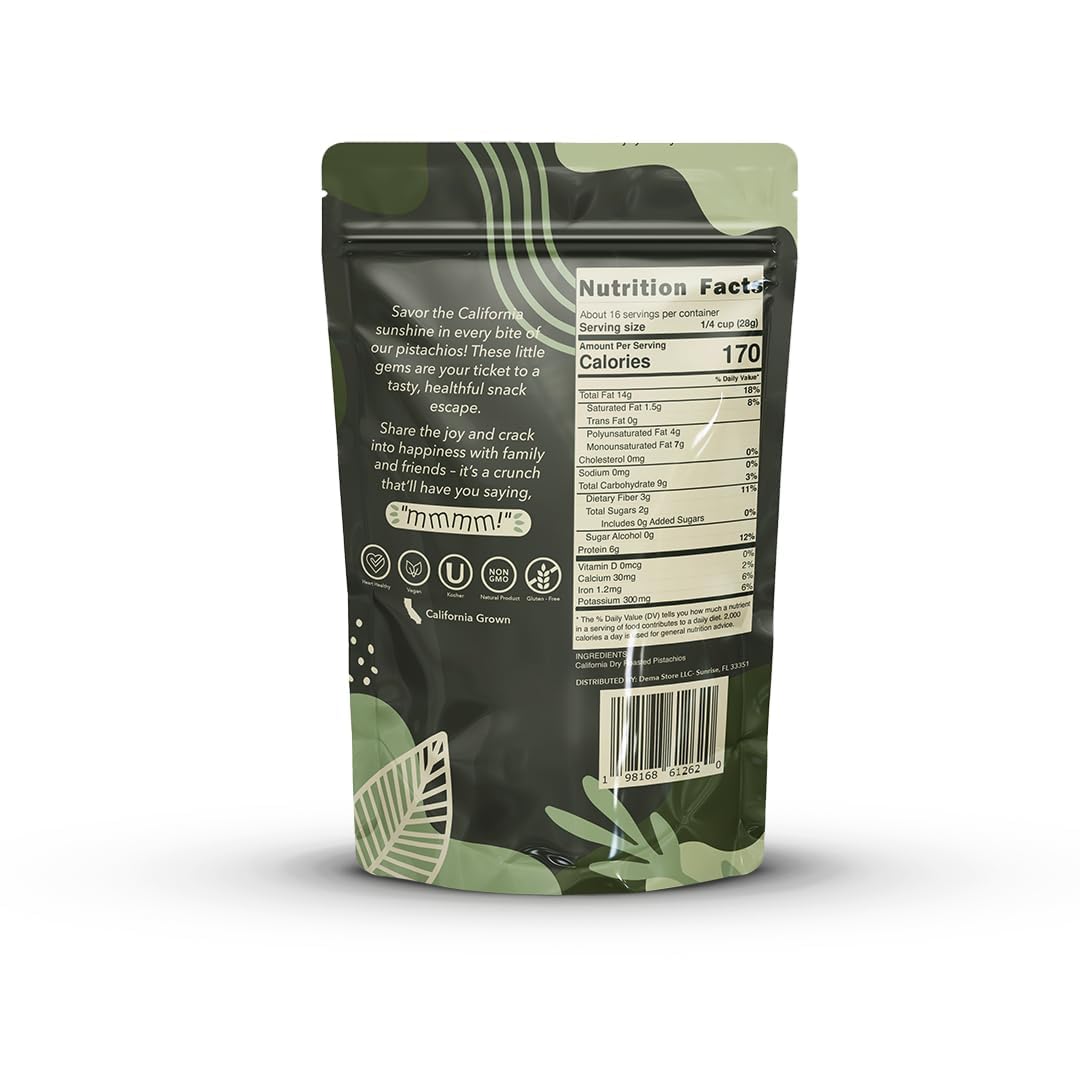 mmmm Pistachios! Raw Whole Pistachio Kernels No Shell Unsalted, 1 Pound (16 oz) | California Grown Freshly Harvested Pasteurized | Vegan Gluten Free