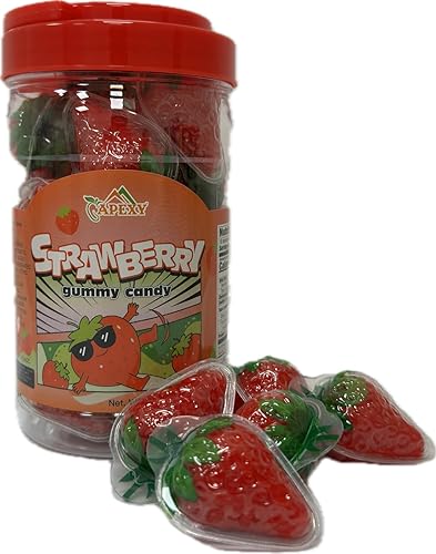 Apexy Strawberry Gummies - with Fruity Liquid Center Eyeball Candy for Halloween, Birthday, Trick Or Treat, Party Candy - Jelly Filled Gummies, Fat